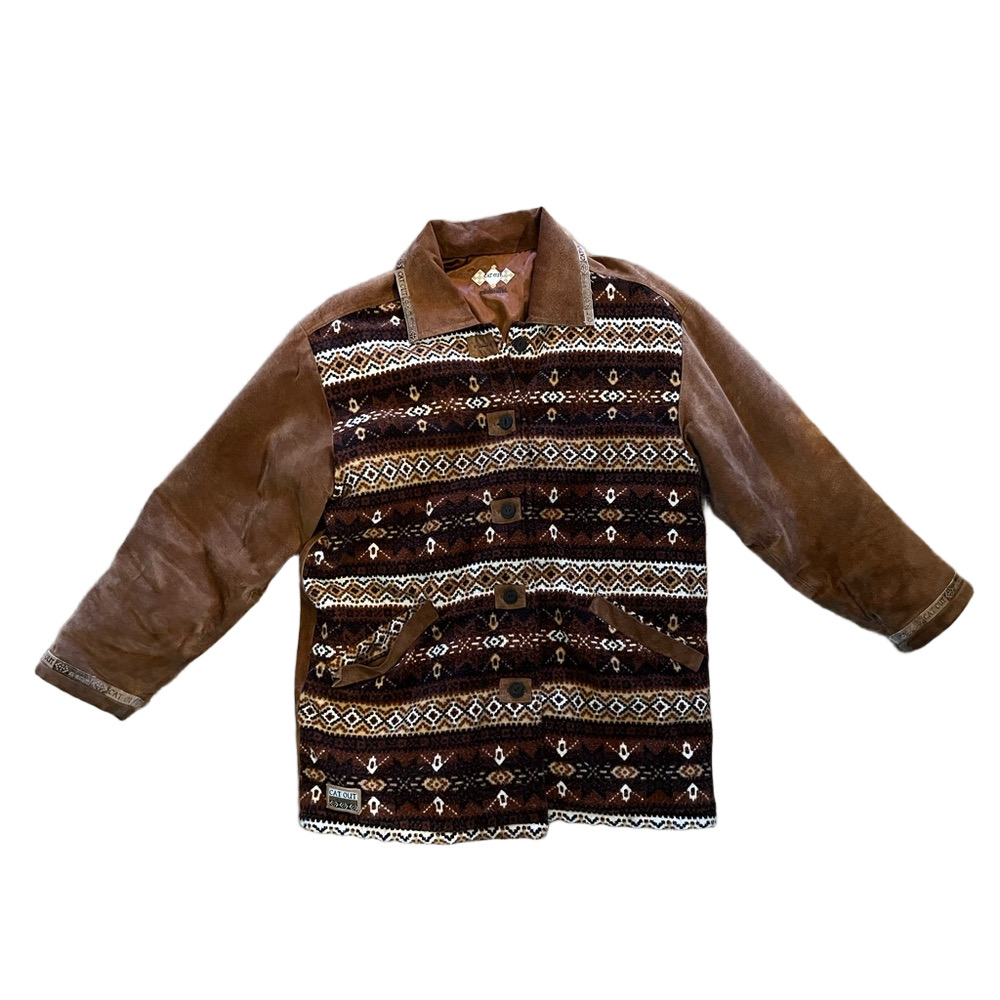 Cat Out Southwestern Geometric Suede Coat Jacket Vintage Vibes Aztec Western